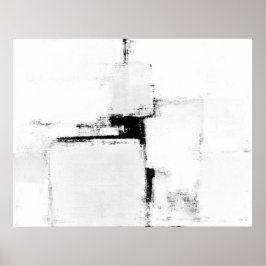 Poster d'art Abstrait noir et blanc 'Surround'