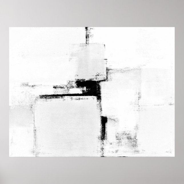 Poster d'art Abstrait noir et blanc 'Surround' (Devant)