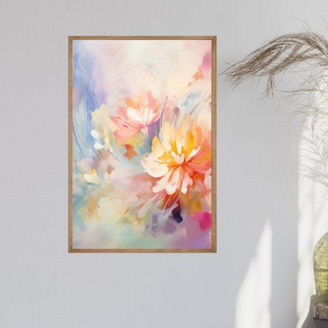 Poster d'art Abstrait Pastel Aquarelle Florale Mur (Pastel Watercolor Abstract Floral Wall Art. Available in many sizes, printed or digital)