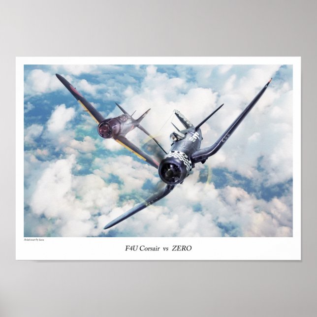 Poster d'art aéronautique "F4U Corsair r" (Devant)