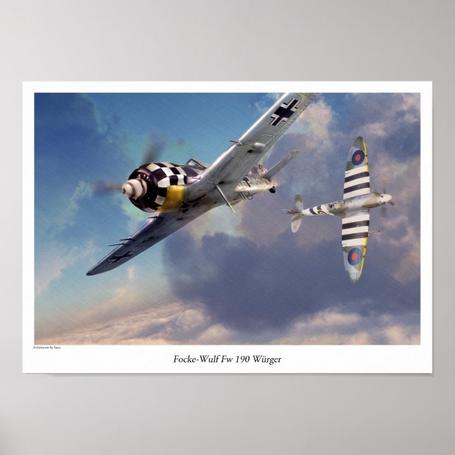 Poster d'art aéronautique "Focke-Wulf Fw 190" (Devant)