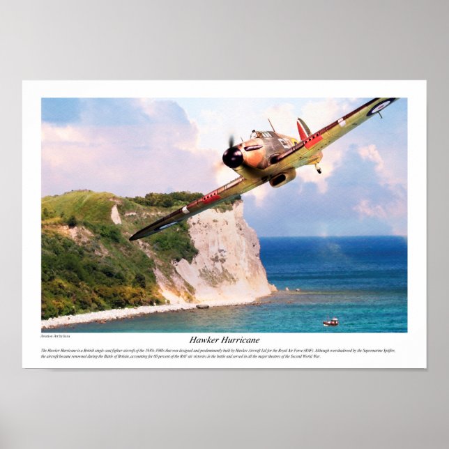Poster d'art aéronautique "Hawker Hurricane" (Devant)