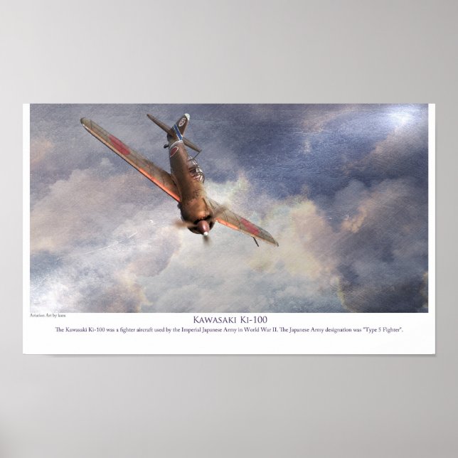Poster d'art aéronautique "Kawasaki Ki-100" (Devant)