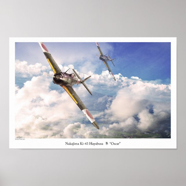 Poster d'art aéronautique " ‪ Ki-43 Hayabusa "Osca (Devant)