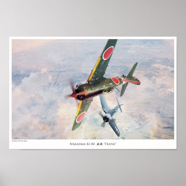 Poster d'art aéronautique " ‪ Nakajima Ki-84"Frank (Devant)
