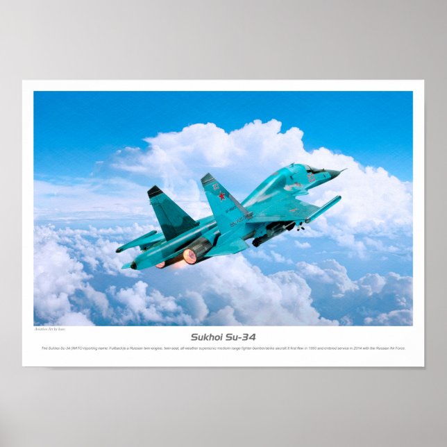 Poster d'art aéronautique "Su-34 Fullback" (Devant)