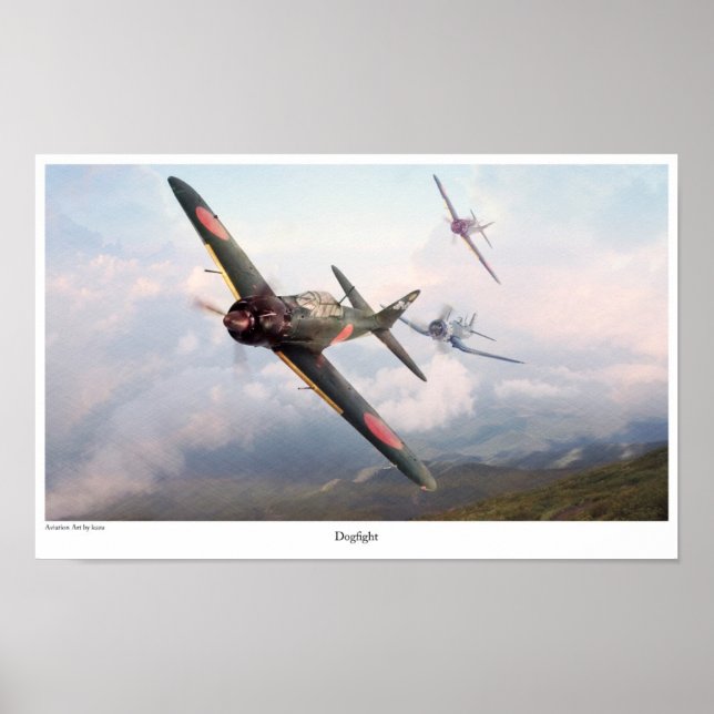 Poster d'art aéronautique "ZERO vs F4U" (Devant)