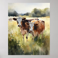 Poster d'art animal de ferme de vache