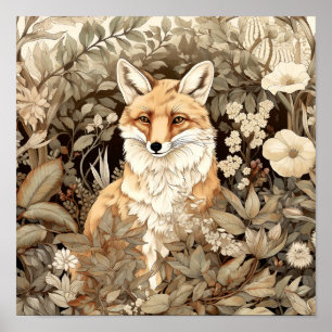 Poster d'art animal de la forêt Fox