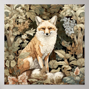 Poster d'art animal de la forêt Fox