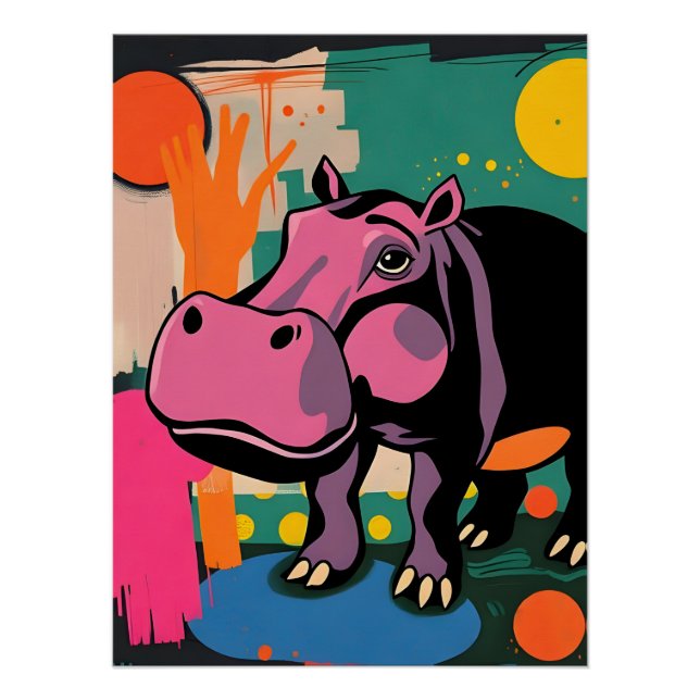 Poster d'art animal expressionniste coloré (Devant)