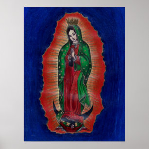 Poster d'art au crayon coloré Virgen de Guadalupe
