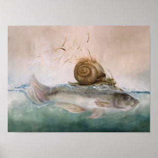 Poster d'Art BaumSchneckenFisch