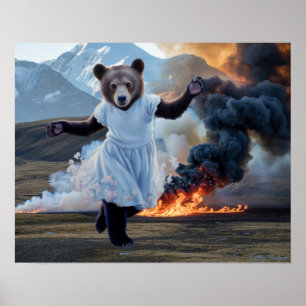 Poster d'art "Bear Fire" Imprimer Katty Pulsar