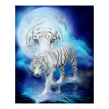 Poster d'art blanc Tiger Moon / Imprimer