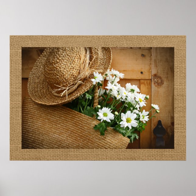 Poster d'art Casquette de paille et marguerites (Devant)
