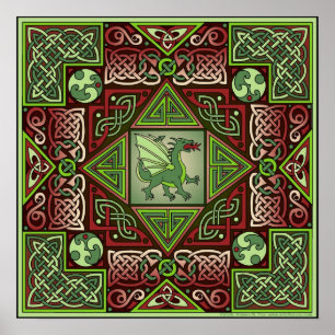 Poster d'art celtique Dragon Labyrinth
