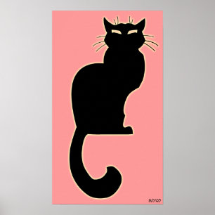 Poster d'Art Chat Amoureux des chats rose Imprime