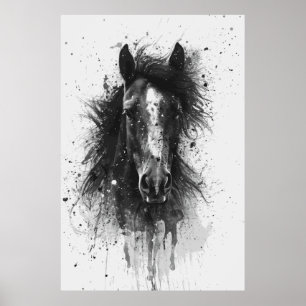 Poster d'art d'aquarelle Cheval Lover pour anniver