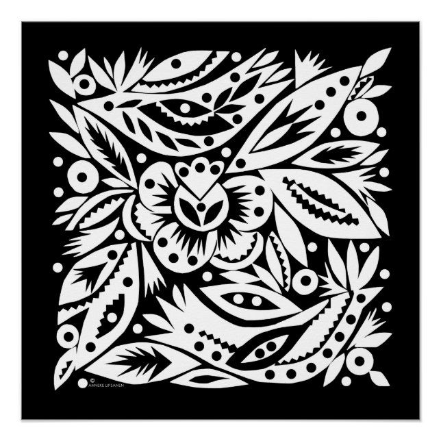 Poster d'art de BW Bird - Image négative (Devant)