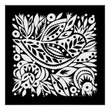 Poster d'art de BW Bird - Image négative