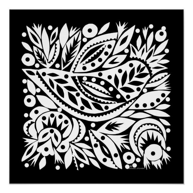 Poster d'art de BW Bird - Image négative (Devant)