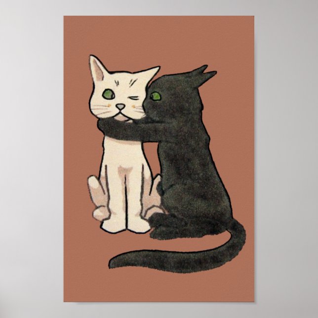 Poster d'art de chat de baiser vintage Imprimer (Devant)