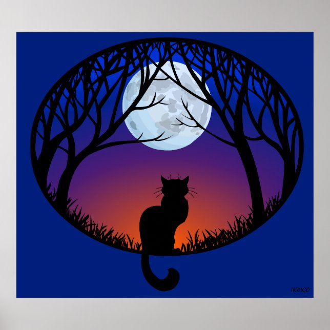 Poster d'art de chat noir Amoureux des chats migno (Devant)
