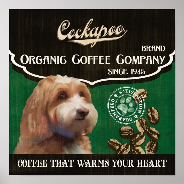 Poster d'art de chien de Cockapoo - Société de caf (Devant)