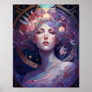 Poster d'art de la déesse de nuit Queen Imaginaire