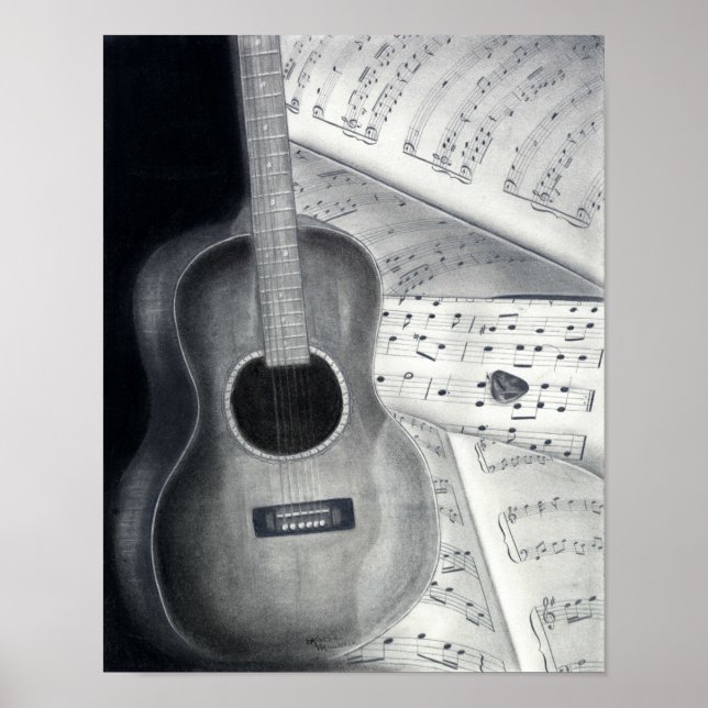 Poster d'art de la guitare et de la partition (Devant)