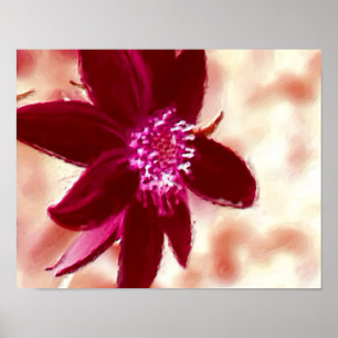 Poster d'art de la peinture de la marguerite rouge
