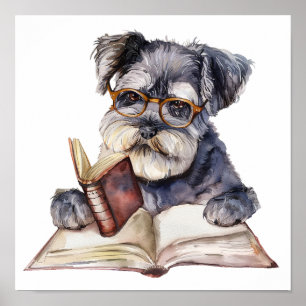 Poster d'art de la pouponnière Lecture de chien av