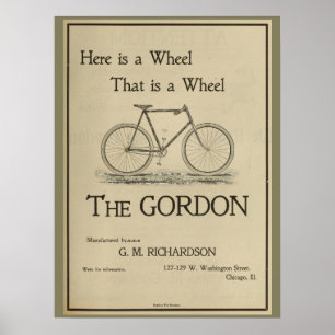 Poster d'art de la publicité à vélo Gordon Vintage