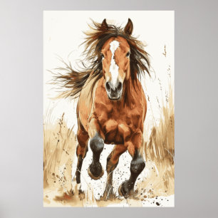 Poster d'art de l'aquarelle de Cheval Lover
