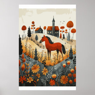 Poster d'art de l'aquarelle de Cheval Lover