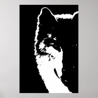 Poster d'art de l'oeil de loup noir et blanc