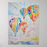 Poster d'art de peinture à l'aquarelle de ballon c