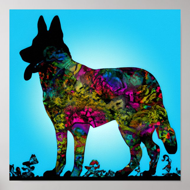 Poster d'art de Rainbow Bridge German Shepherd (Devant)