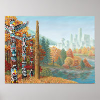 Poster d'art de Vancouver Totem Pole Painting