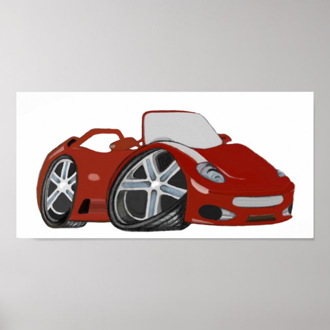 Poster d'art de voiture Red Cartoon Sports (Devant)