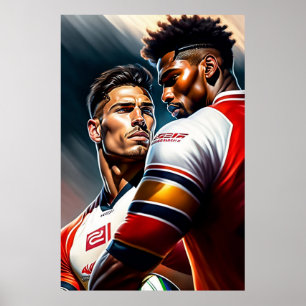 Poster d'art des joueurs de rugby