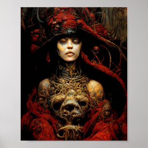Poster d'art d'horreur de la Reine Rouge Imaginair