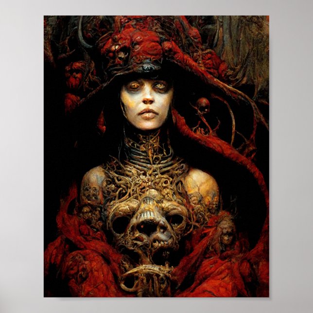 Poster d'art d'horreur de la Reine Rouge Imaginair (Devant)