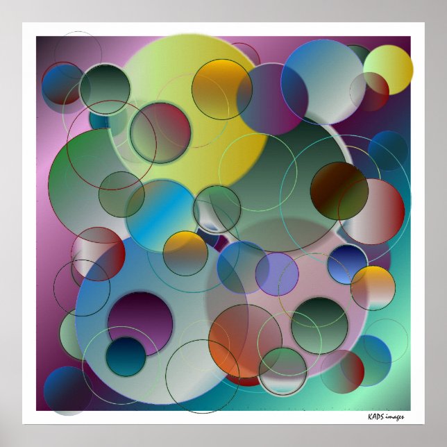 Poster d'art Dimensional Cercles Abstraits (Devant)
