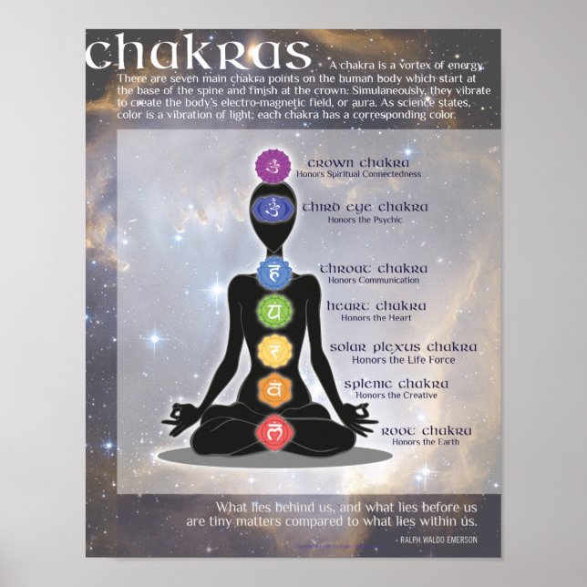 Poster d'art d'information CHAKRAS | Méditation, Y (Devant)