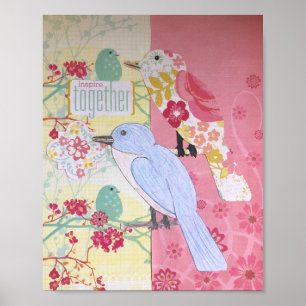 Poster d'art d'oiseaux multimédias