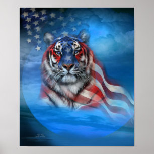 Poster d'art du drapeau de tigre blanc/Imprimer