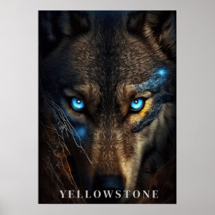 Poster d'art du loup de Yellowstone