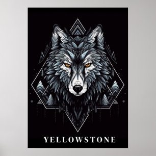 Poster d'art du loup de Yellowstone